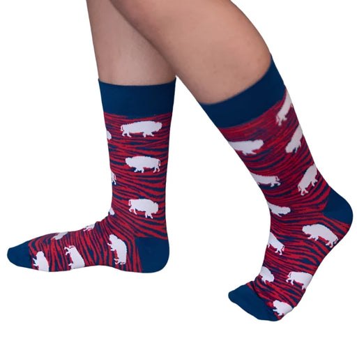 Red and Blue Zebra Buffalo Crew Socks