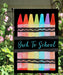 Decorative garden flag with colorful crayon design and 'Back To School' text