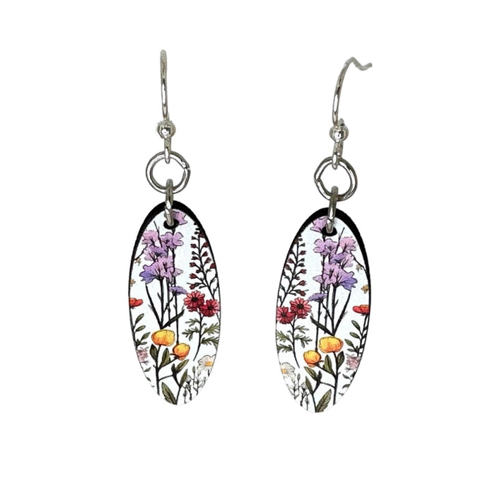 California Wild Flowers Wood Earrings
