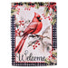 Cardinal & Winter Berries Welcome Garden Flag
