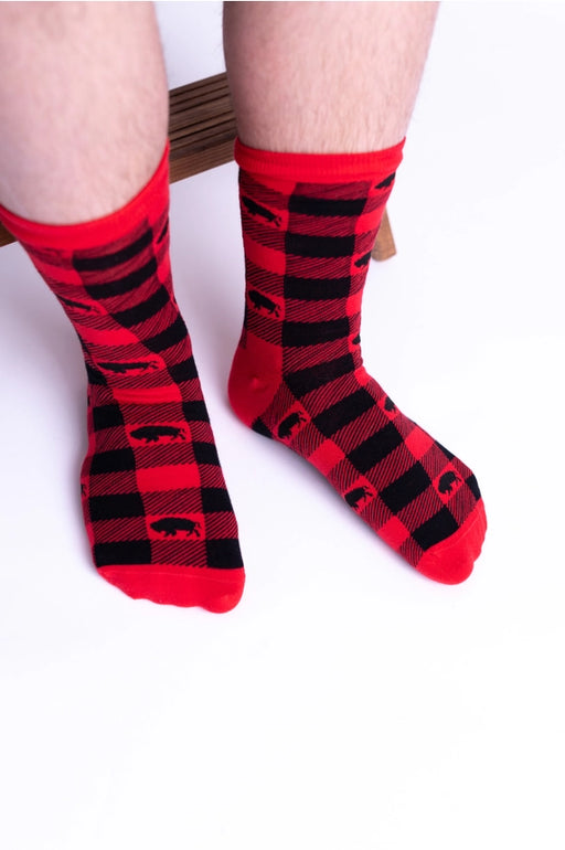 Red Buffalo Plaid Crew Socks