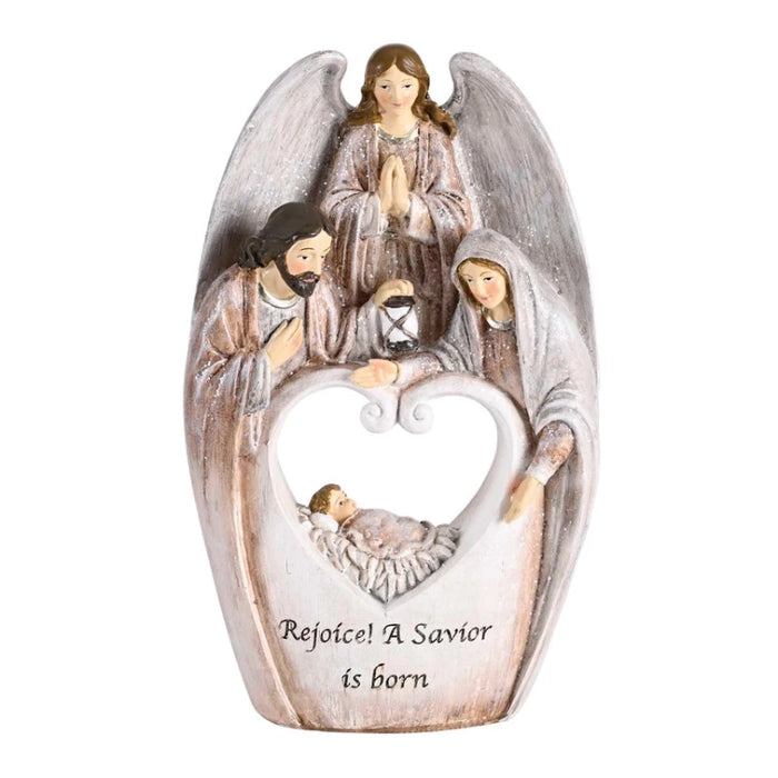 8.5" Holy Family Angel Heart Nativity Figurine