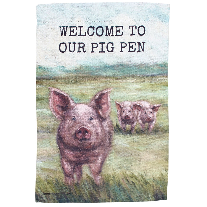 Welcome to Our Pig Pen Garden Flag