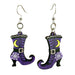 Purple Witch Boots Wood Earrings