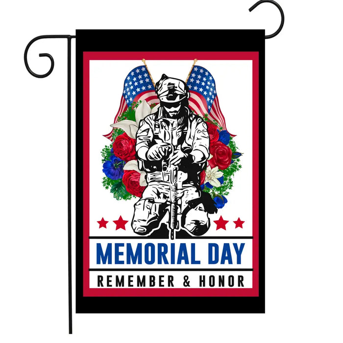 Memorial Day Soldier Garden Flag