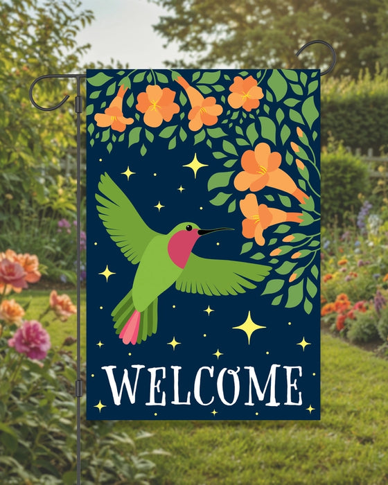 Welcome Hummingbird Garden Flag