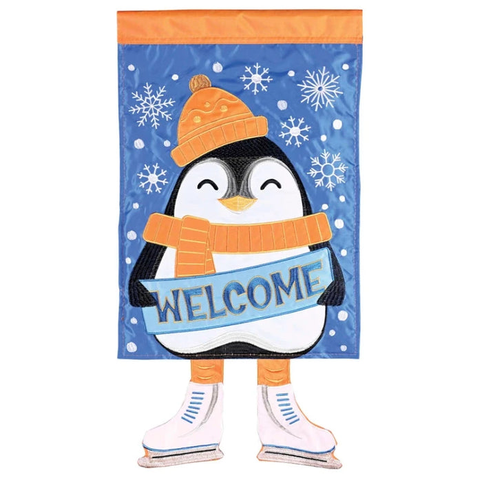 Penguin Welcome Crazy Legs Garden Flag