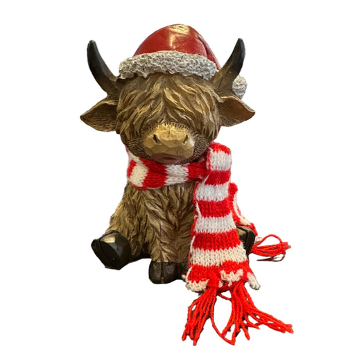 Holiday Scarf Hyland Cow Figurine