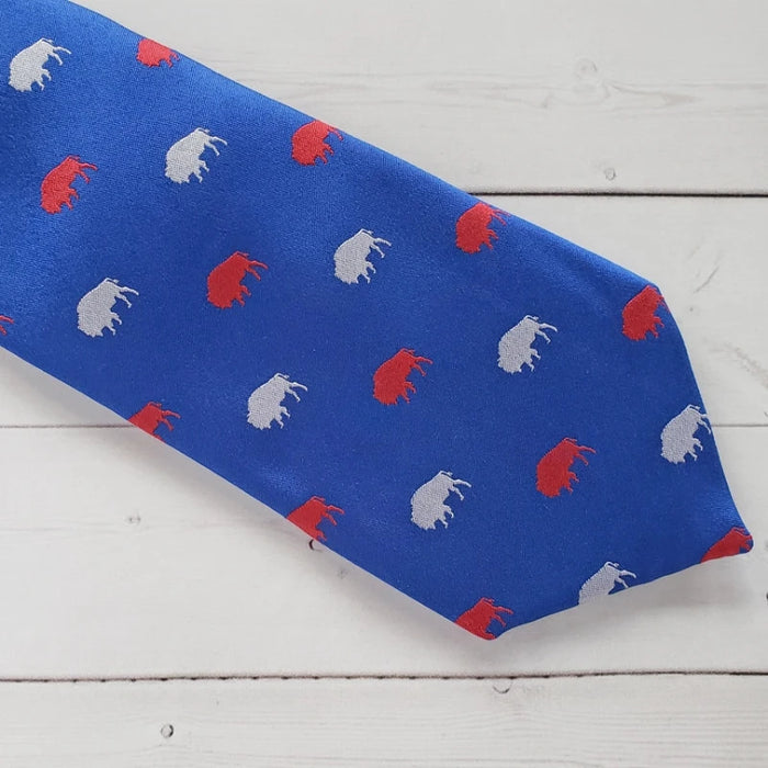 Blue and Red Buffalo Silk Neck Tie