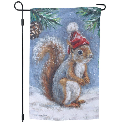Winter Squirrel Garden Flag