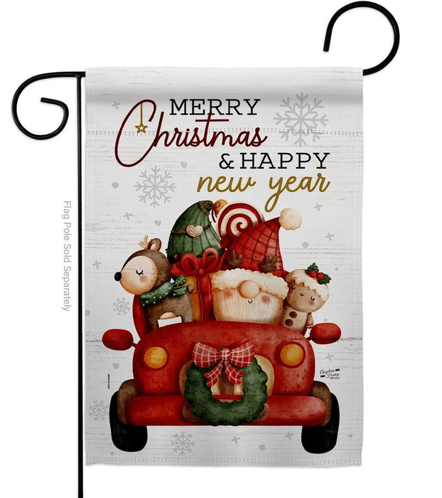 New Years Santa Ride Garden Flag