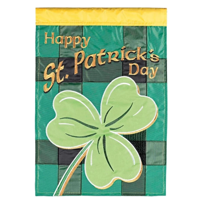 St Patrick’s Day Checkerboard Applique Garden Flag