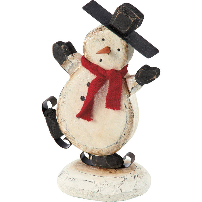 Snowman Skates Chunky Shelf Sitter