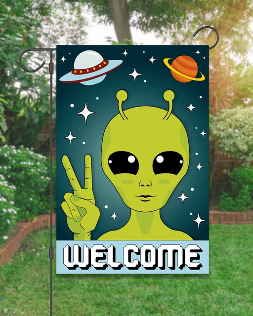 Welcome Alien Garden Flag