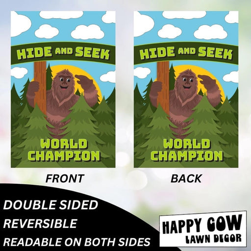 Bigfoot Hide & Seek Champ Garden Flag