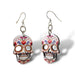 Sugar Skull Heart Wood Earrings
