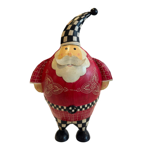 Metal Checkered Santa Large Figurine