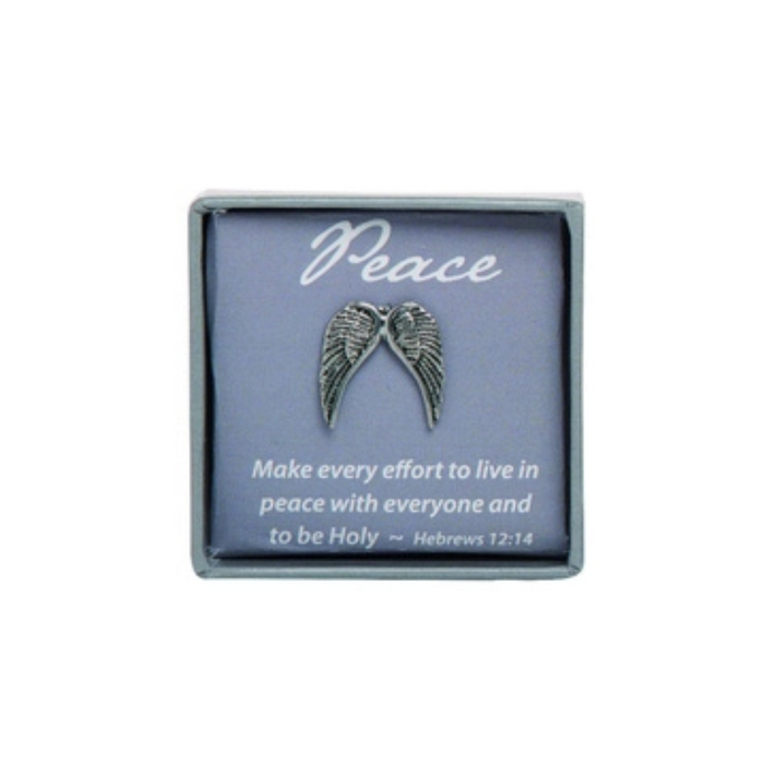 Metal Angel Wing Lapel Pin - Peace