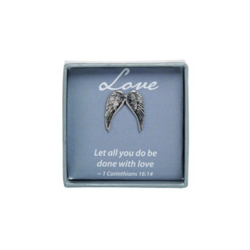 Metal Angel Wing Lapel Pin - Love