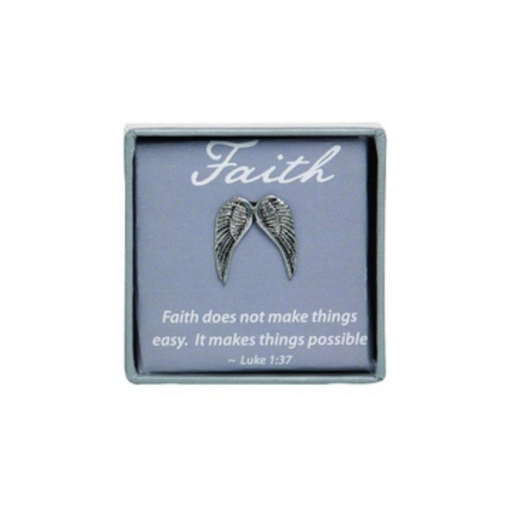 Metal Angel Wing Lapel Pin - Faith