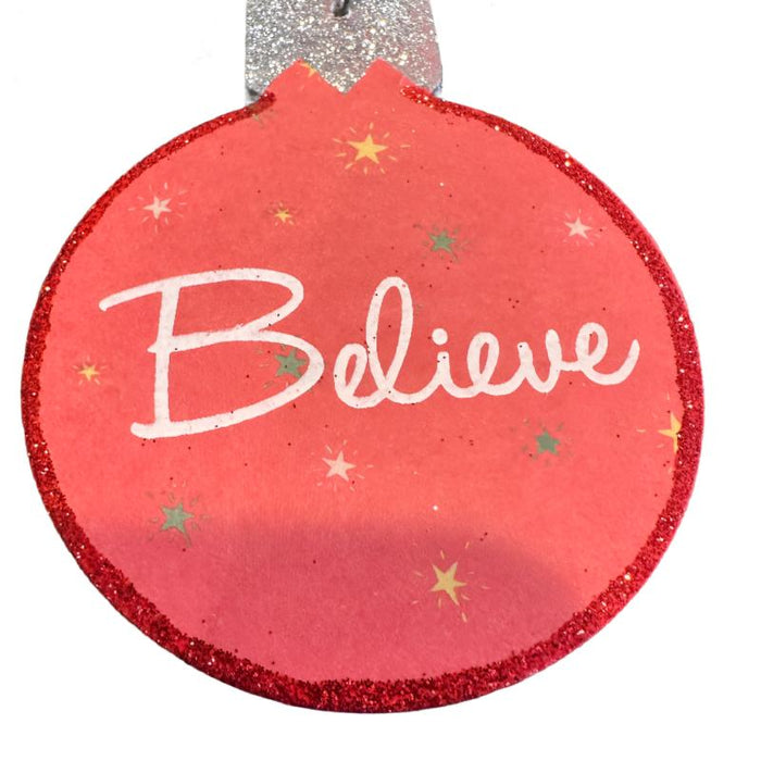 Believe Retro Christmas Deer Ornament