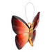 Butterfly-shaped ornament with orange and red gradient wings on a white background