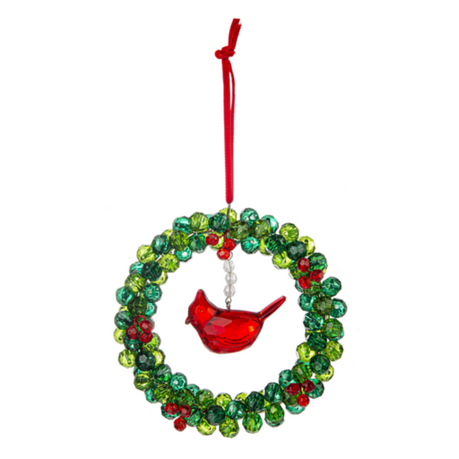 Cardinal Berry Wreath Acrylic Ornament