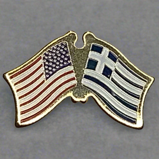 Greece/USA Dual Flags Lapel Pin 2025