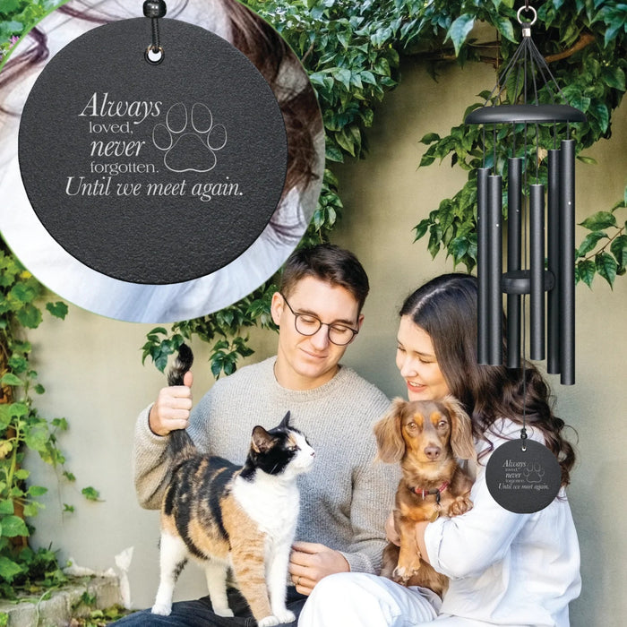 27" Always Loved Pawprint Black Wind Chime (6 Tubes)