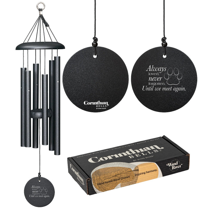 27" Always Loved Pawprint Black Wind Chime (6 Tubes)