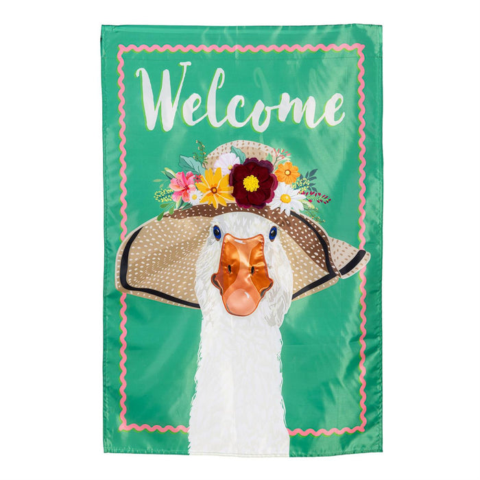 Flowery Goose Applique Decorative Flag