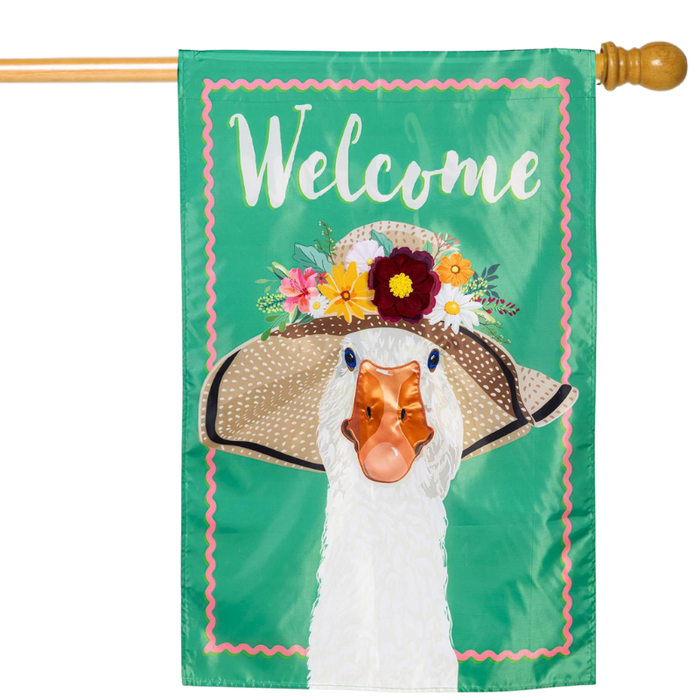 Flowery Goose Applique Banner Flag