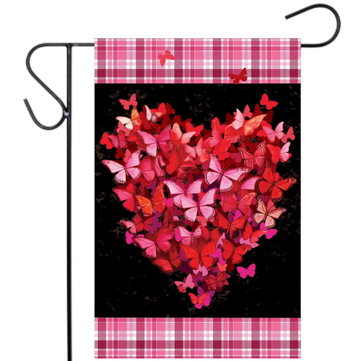 Butterfly Heart Applique Garden Flag
