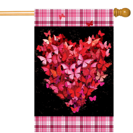 Butterfly Heart Applique Banner Flag