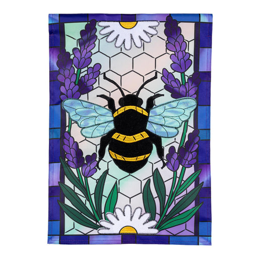 Lavender Honey Bee Applique Garden Flag
