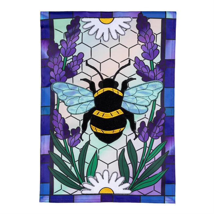 Lavender Honey Bee Applique Garden Flag