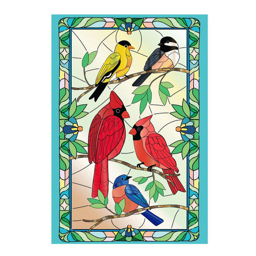 Stained Glass Songbirds Applique Banner Flag
