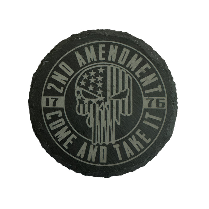 2nd Amendment 1776 Round Slate Coaster