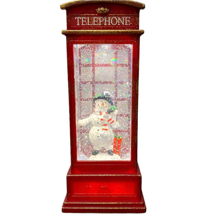 Telephone Booth Snowman Light Up Water Lantern