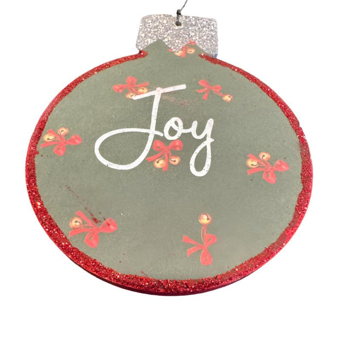 Joy Retro Christmas Deer Ornament