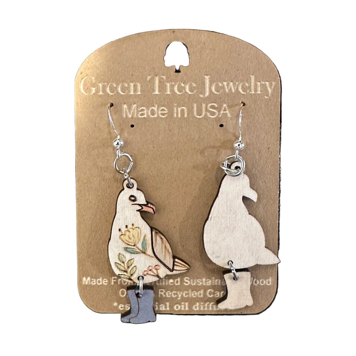 Paddington Seagull Wood Earrings