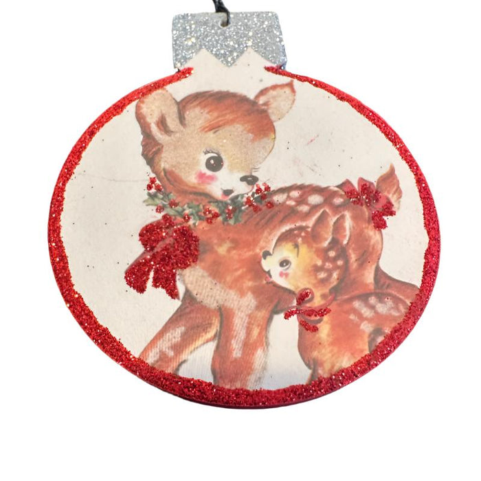 Merry Christmas Retro Christmas Deer Ornament