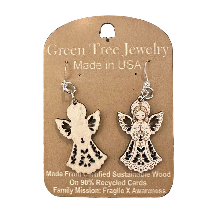 Christmas Angel Wood Earrings