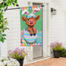 Winky the Easter Hyland Cow Burlap Banner Flag