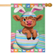 Winky the Easter Hyland Cow Burlap Banner Flag