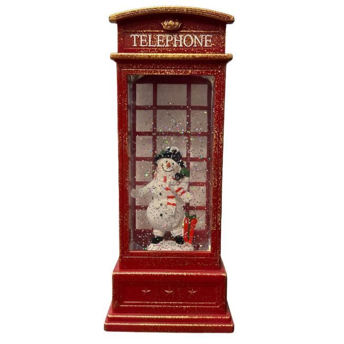 Telephone Booth Snowman Light Up Water Lantern