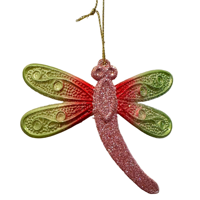 Acrylic Bedazzled Dragonfly Ornament - Green Wings