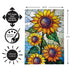 Stained Glass Sunflower Stalk Burlap Banner Flag