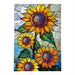 Stained Glass Sunflower Stalk Burlap Banner Flag