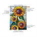 Stained Glass Sunflower Stalk Burlap Banner Flag
